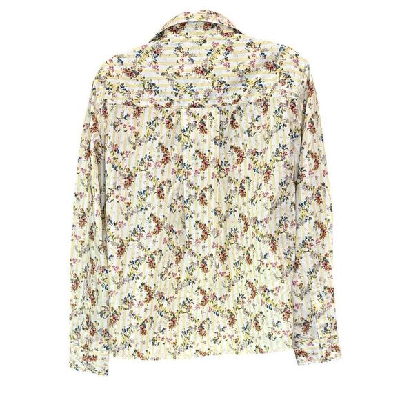 Frank & Eileen Silvio Floral Stripe Button-Up Shirt in Yellow Stripe NWOT Size X - Picture 4 of 7